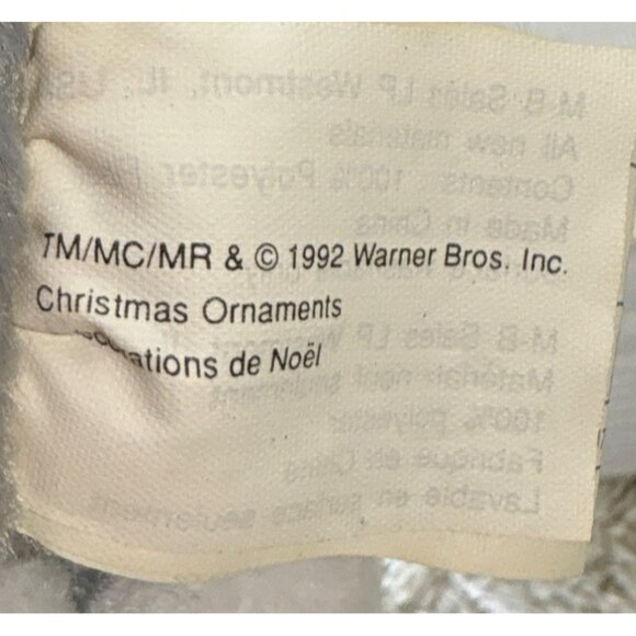 1992 Warner Bros McDonalds Looney Tunes Bugs Bunny Plush Christmas Ornament 12" - Picture 3 of 6